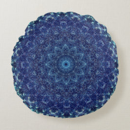 Friedlicher blauer Mandala Rundes Kissen