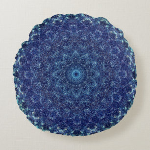Friedlicher blauer Mandala Rundes Kissen