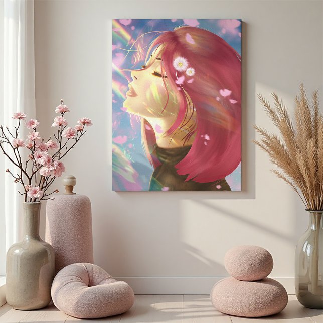 Friedlicher Blütenregen Regenbogen-Berührungen Leinwanddruck (Von Creator hochgeladen)