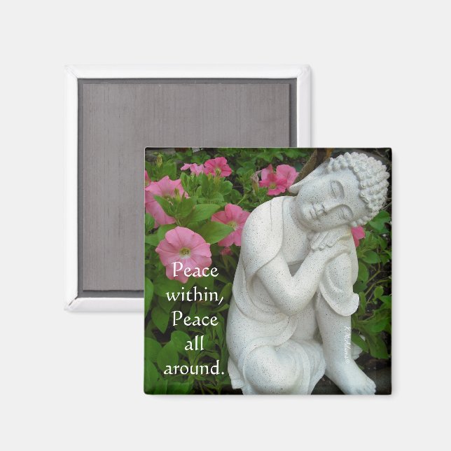 Friedlicher Buddha-Garten-Magnet – Editierbarer Ze Magnet (Vorderseite/Rückseite)