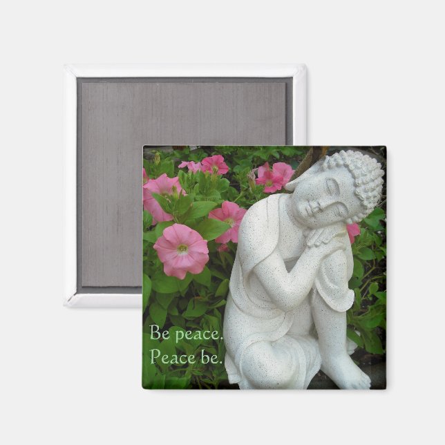 Friedlicher Buddha-Garten-Magnet – Sei Frieden Zen Magnet (Vorderseite/Rückseite)