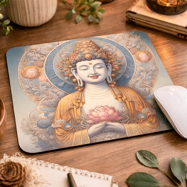 Friedlicher Buddha in sanften Pastellfarben Mousepad (Von Creator hochgeladen)