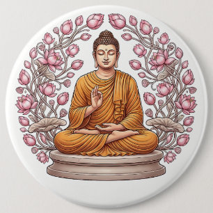 Friedlicher Buddha Künstlerischer Pin-back-Button Button