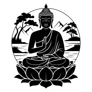 Friedlicher Buddha-Lotus-Silhouette T-Shirt
