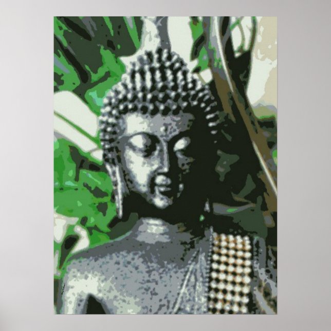 Friedlicher Buddha-Meditationsposter – Zentrierter Poster (Vorne)