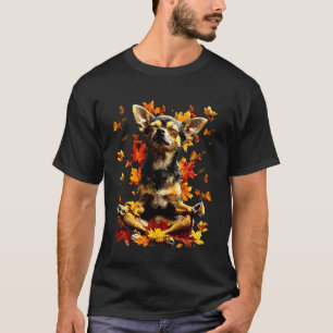 Friedlicher Chihuahua Herbstblätter meditierendes T-Shirt