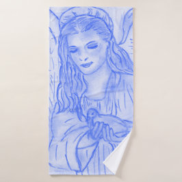 Friedlicher Engel in Light Blue Badhandtuch Set