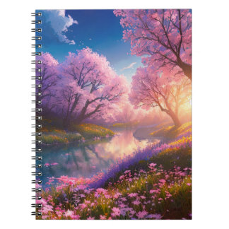 Friedlicher Fluss- und Blume Notizblock