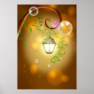 Friedlicher Gartenlaterne Poster