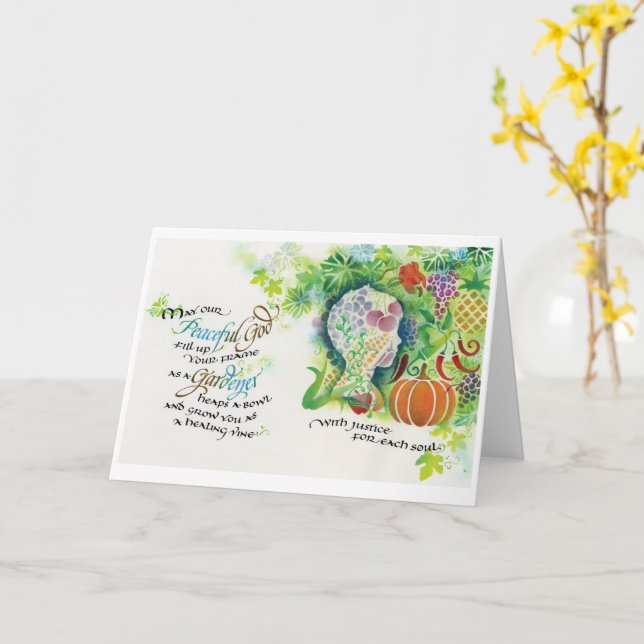 Friedlicher Gruß/Gärtner, geklappte Grußkarte, 5"x Karte (Gelbe Blume)