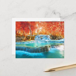 Friedlicher Herbst-Wasserfall-Grußkarte Postkarte