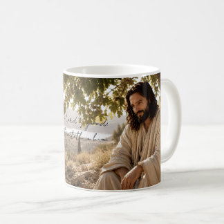 Friedlicher Jesus unter dem Feigenbaum Christliche Kaffeetasse