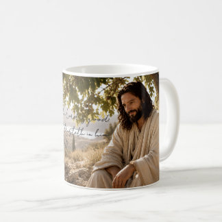 Friedlicher Jesus unter dem Feigenbaum Christliche Kaffeetasse