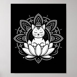 Friedlicher Katzen-Lotusblumen-Yoga-Meditations-T- Poster
