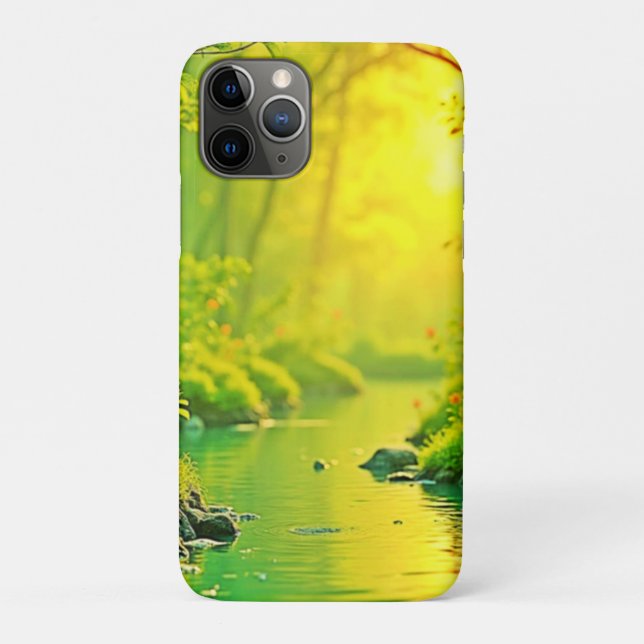 Friedlicher Kunststrom des goldenen Waldes Case-Mate iPhone Hülle (Rückseite)