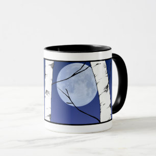 Friedlicher Mond durch Birken Tasse