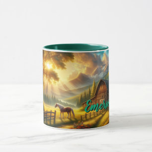 Friedlicher Morgen - Personalisierter Pferdetasse Tasse