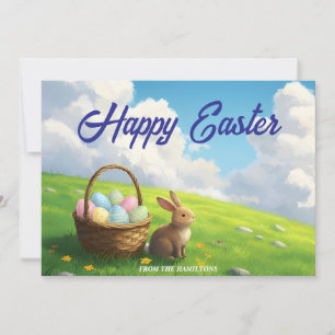 Friedlicher Ostermorgen auf einer Frühlingswiese H Feiertagskarte