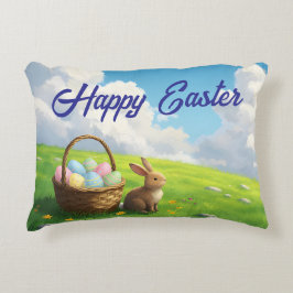 Friedlicher Ostermorgen auf einer Frühlingswiese m Dekokissen