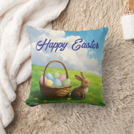 Friedlicher Ostermorgen auf einer Frühlingswiese m Kissen