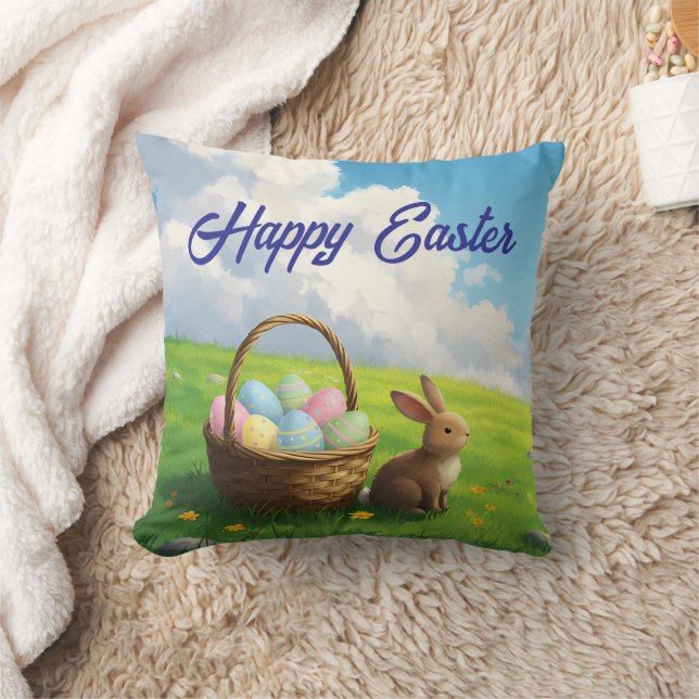 Friedlicher Ostermorgen auf einer Frühlingswiese m Kissen (Decke)