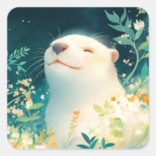 Friedlicher Otter Aufkleber mit Blumen