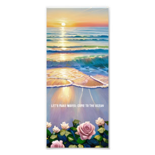 Friedlicher Ozean-Sonnenuntergang Strand & rosa Ro Fotodruck