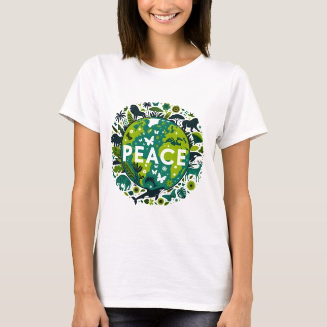 Friedlicher Planet - Rett der Umwelt T-Shirt (Vorderseite)