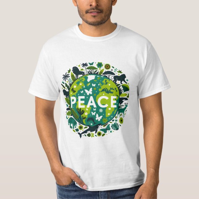 Friedlicher Planet - Rett der Umwelt T-Shirt (Vorderseite)