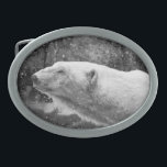 Friedlicher polarer Bär Ovale Gürtelschnalle<br><div class="desc">Zufriedener Eisbär schließt Augen im Schnee.</div>