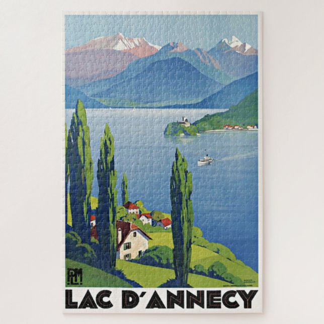 Friedlicher See Annecy Vintag Frankreich Reiseplak Puzzle (Vertikal)
