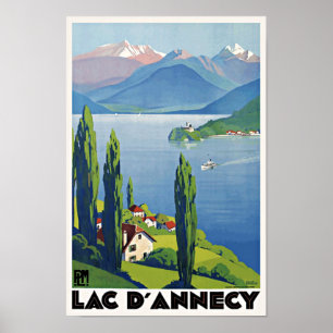 Friedlicher See Annecy Vintag Retro Frankreich Rei Poster