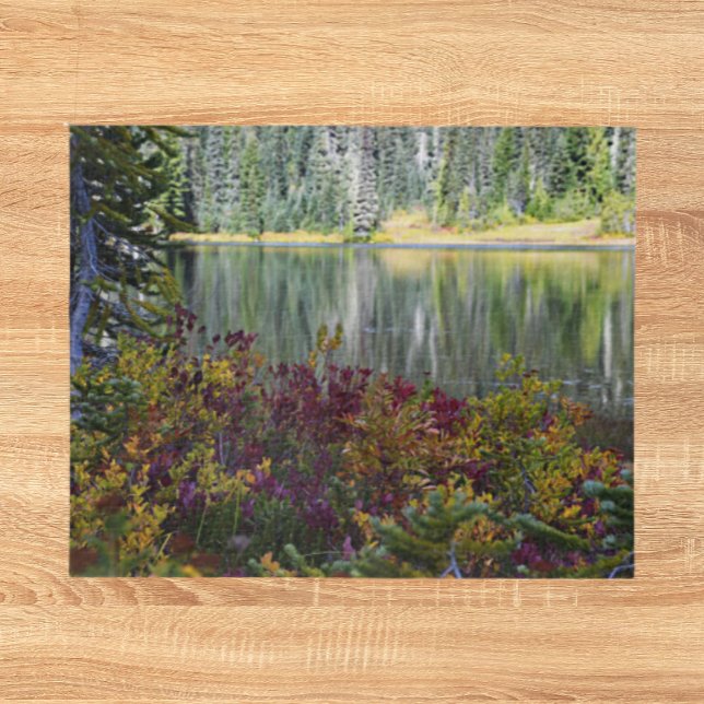 Friedlicher See Lebhafter Fall Farbe Landschaft Puzzle (In Situ)