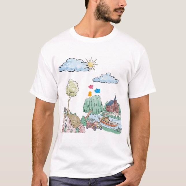 Friedlicher See mit Bäumen T-Shirt (Vorderseite)