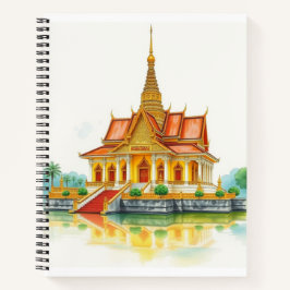 Friedlicher Siam Tempel mit Notbook Notizbuch