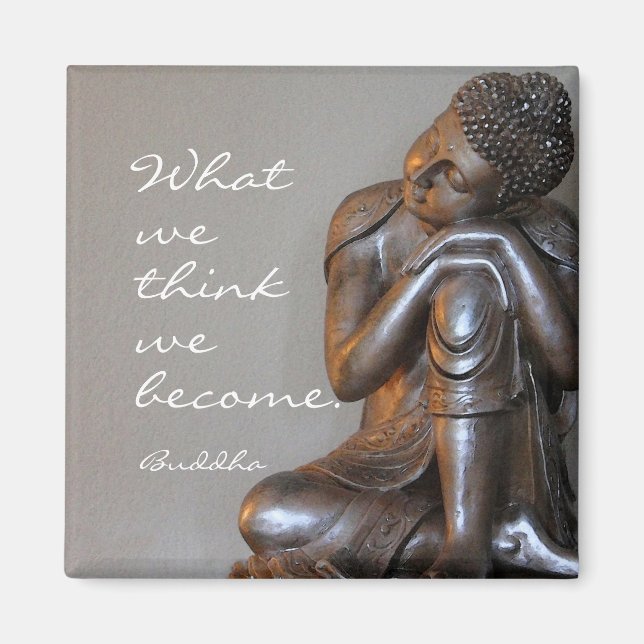 Friedlicher silberner Buddha mit inspirierendem Zi Magnet (Vorne)