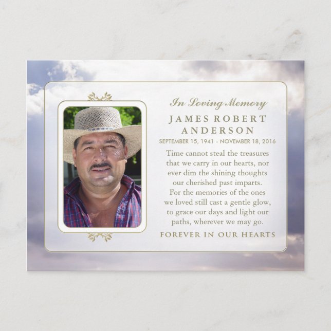 Friedlicher Sky in Memory Beileid Vielen Dank Post Postkarte (Vorderseite)