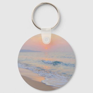 Friedlicher Sonnenuntergang Strand Ozean-Glühen Schlüsselanhänger