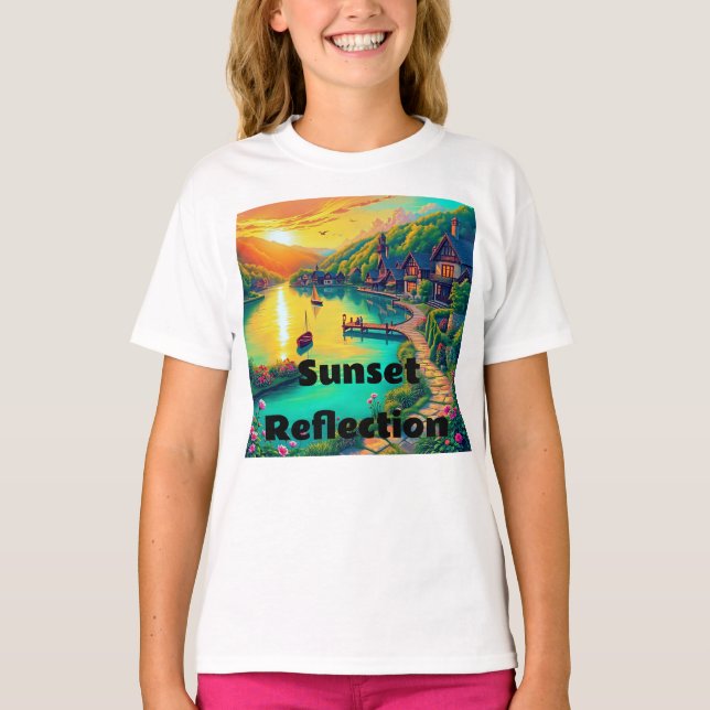Friedlicher Sonnenuntergangsreflexion T-Shirt (Vorderseite)