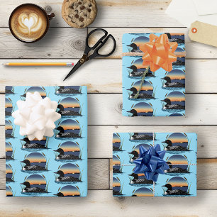 Friedlicher Sterntaucher Sonnenuntergang Blau Wild Geschenkpapier Set