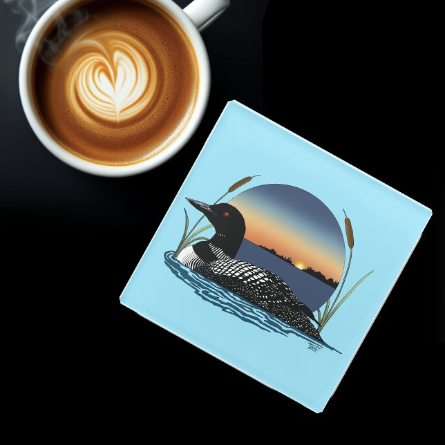 Friedlicher Sterntaucher Sonnenuntergang Blau Wild Glasuntersetzer (Von Creator hochgeladen)