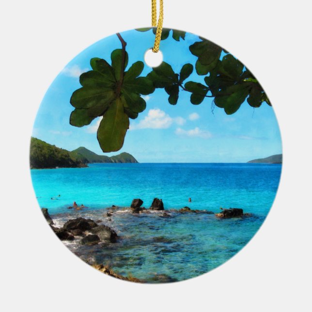 Friedlicher Strand St. Thomas Keramikornament (Vorne)