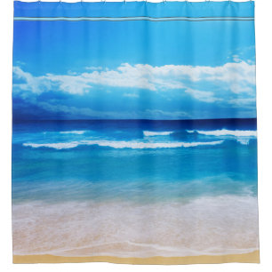 Friedlicher Strand und Ozean-Landschaft Duschvorhang