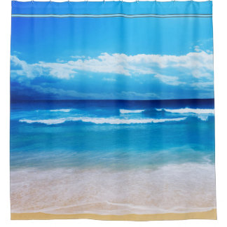 Friedlicher Strand und Ozean-Landschaft Duschvorhang