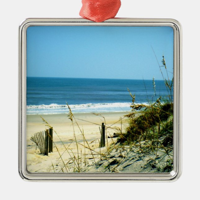Friedlicher Tag am Strand Silbernes Ornament (Vorne)