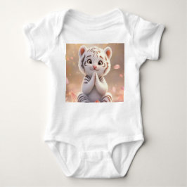 Friedlicher Tiger Cube auf Lotus - Baby Bodysuit Strampler