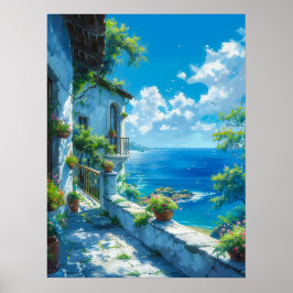 Friedlicher Urlaub im blauen Sommer Poster