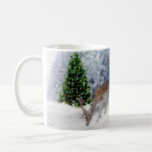 Friedlicher Wald mit Damhirschen Weihnachtsbecher Tasse