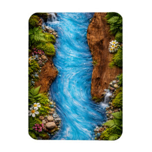 Friedlicher Waldstrom - Ruhige Natur Wasser Kunst Magnet