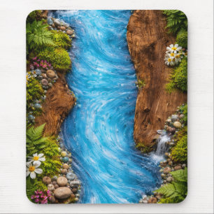 Friedlicher Waldstrom - Ruhige Natur Wasser Kunst Mousepad